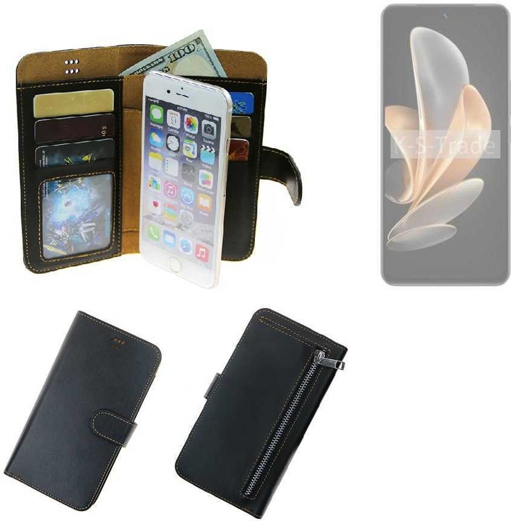 K-S-Trade Schutz Hülle kompatibel mit Vivo V30 Lite 4G Klapphülle Case Phone cover Slim Handytasche Handy Hülle schwarz aus Kunstleder (1 Stk)