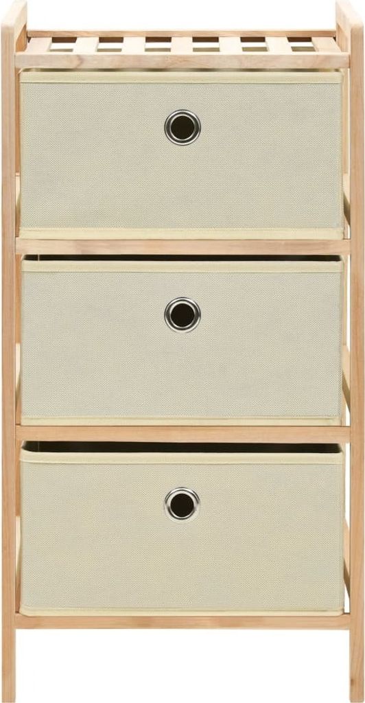 Scaffale con 3 Cesti in Tessuto in Legno di Cedro Beige Immagine del prodotto 