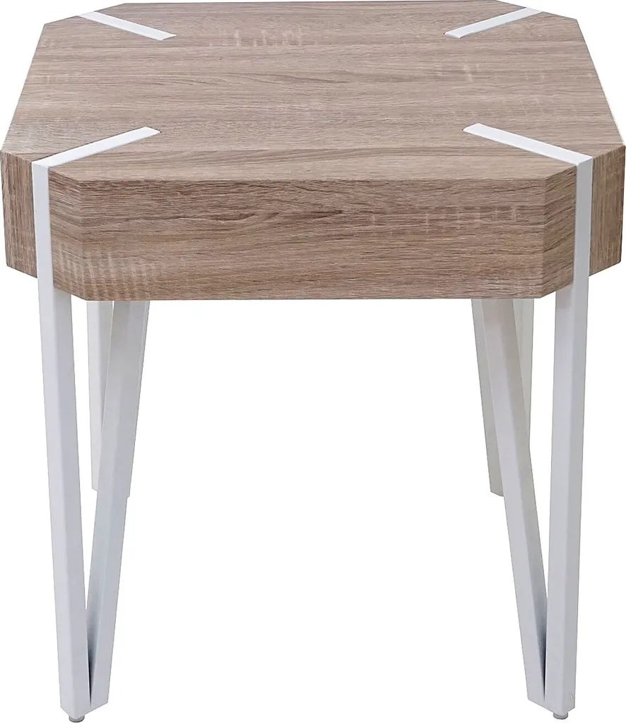 Table basse en chêne naturel Kos T574 avec structure en métal clair