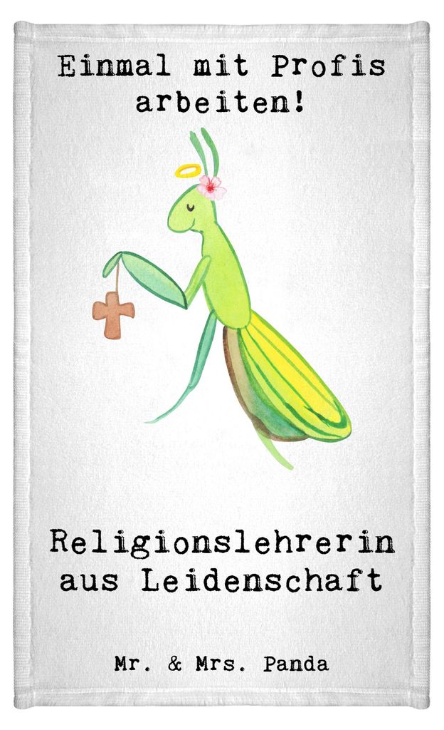 Mr. & Mrs. Panda Handtuch Religionslehrerin Leidenschaft - Weiß - Geschenk, Witzig, Spruch, Klein, Lustig, Frotteetuch, Frotteehandtuch, Grundschu...