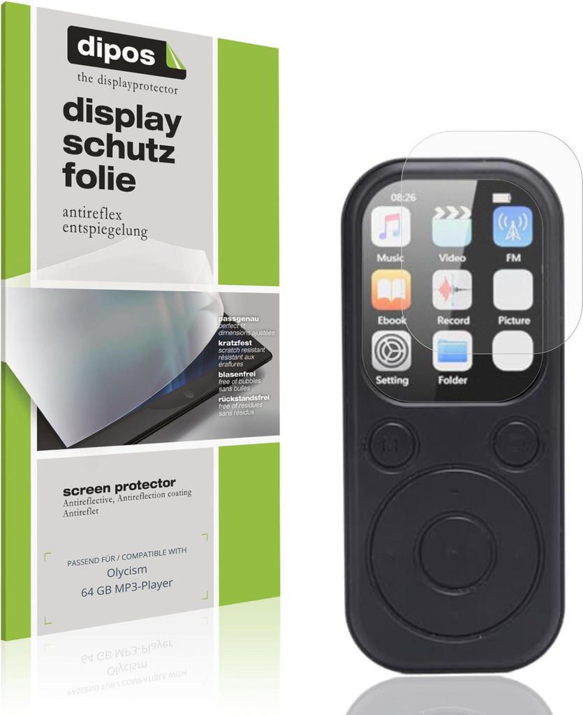 4x Schutzfolie für Olycism 64 GB MP3-Player matt Displayschutzfolie Folie Display Schutz dipos
