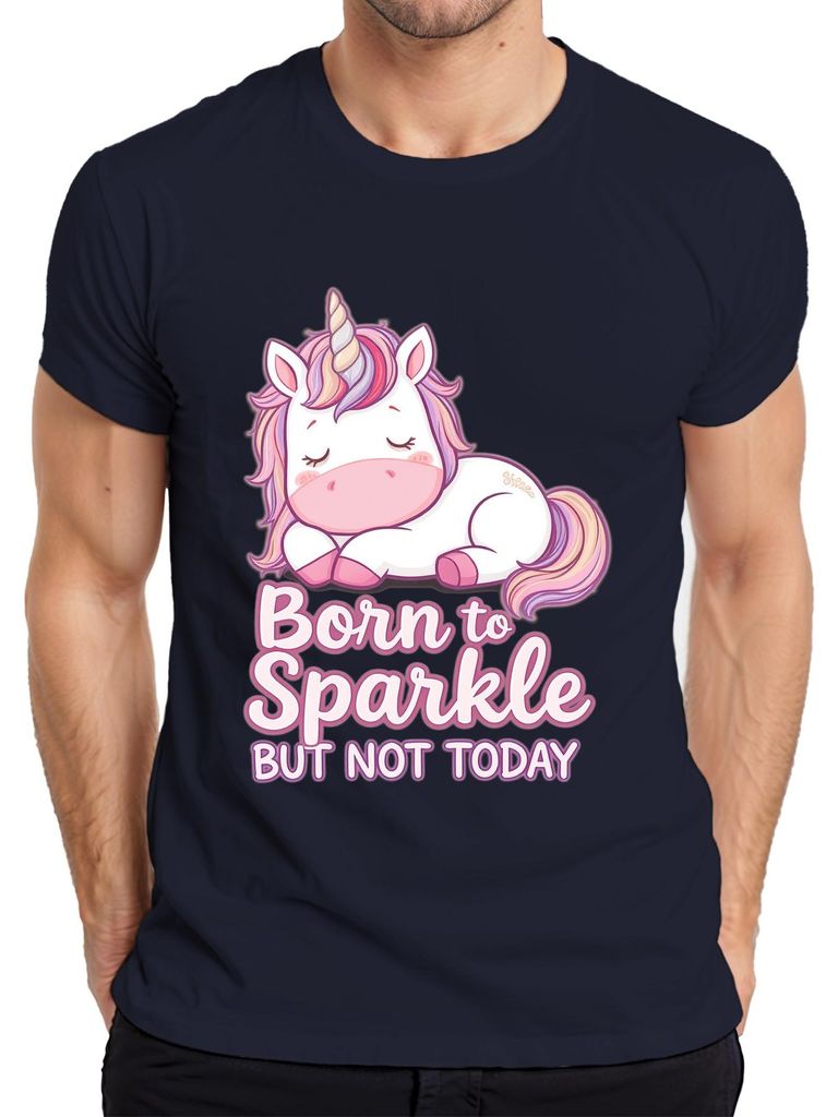 Born to Sparkle But Not Today Einhorn Kinder Geschenk niedlich Herren T-Shirt, Navy, XXL