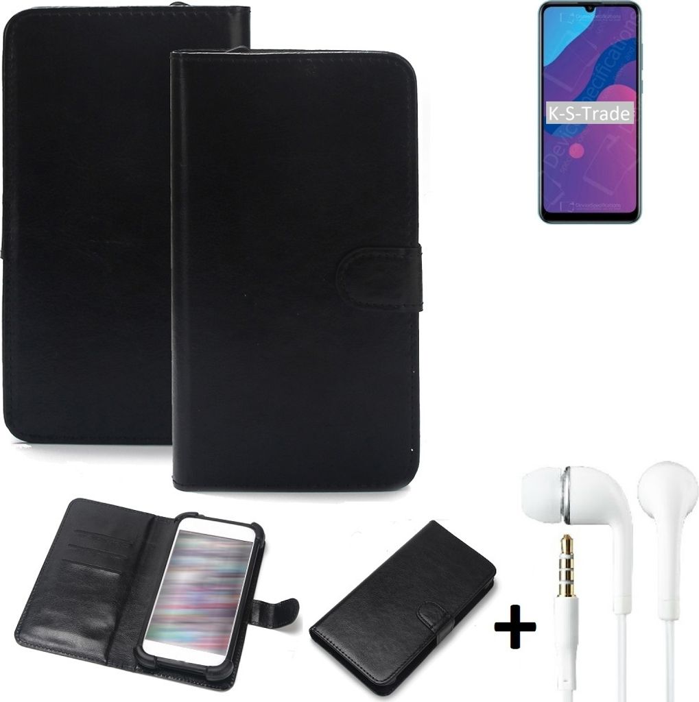 K-S-Trade Wallet Case Handyhülle kompatibel mit Huawei Honor Play 9A Schutzhülle Flip cover Flipstyle Tasche Hülle Flipcover Slim Bumper schwarz +