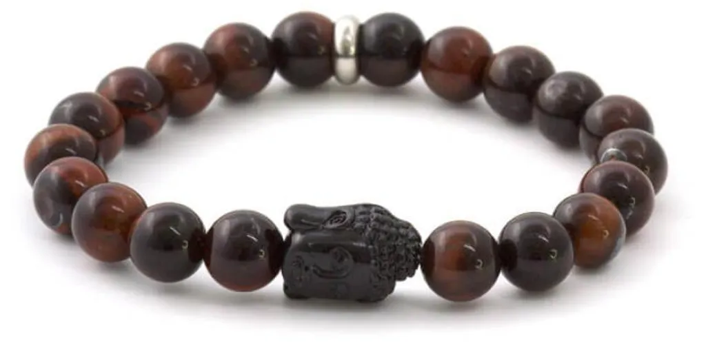 Bracelet œil de tigre MINK114 aux reflets dorés - Perles 8mm Taille 17cm