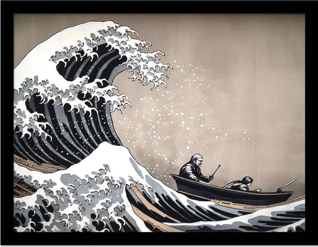 Wave Collection - Gerahmtes Poster "Graffiti Wave" PM8070 (40 cm x 30 cm) (Grau/Braun)