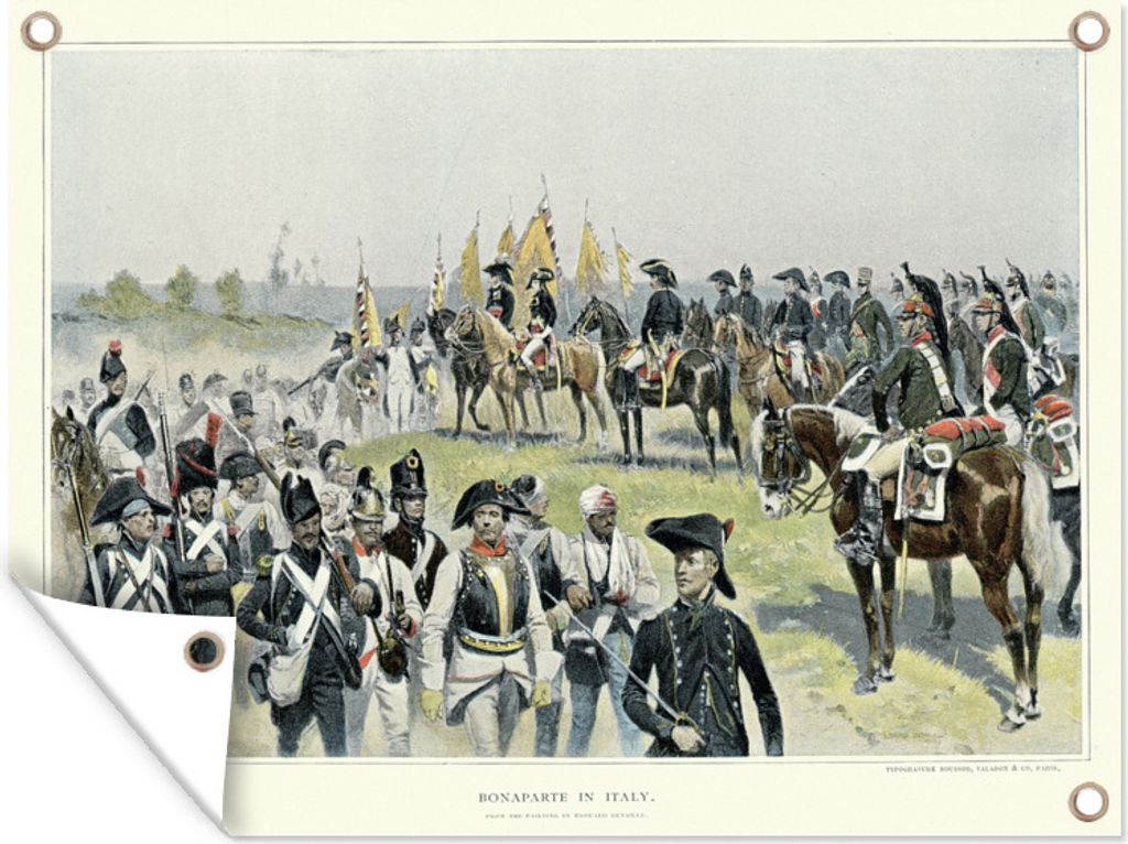 MuchoWow 40x30 cm Outdoor-Poster Gartendeko Sichtschutz Garten Poster für den Garten Illustration von Napoleon Bonaparte mit einer Armee