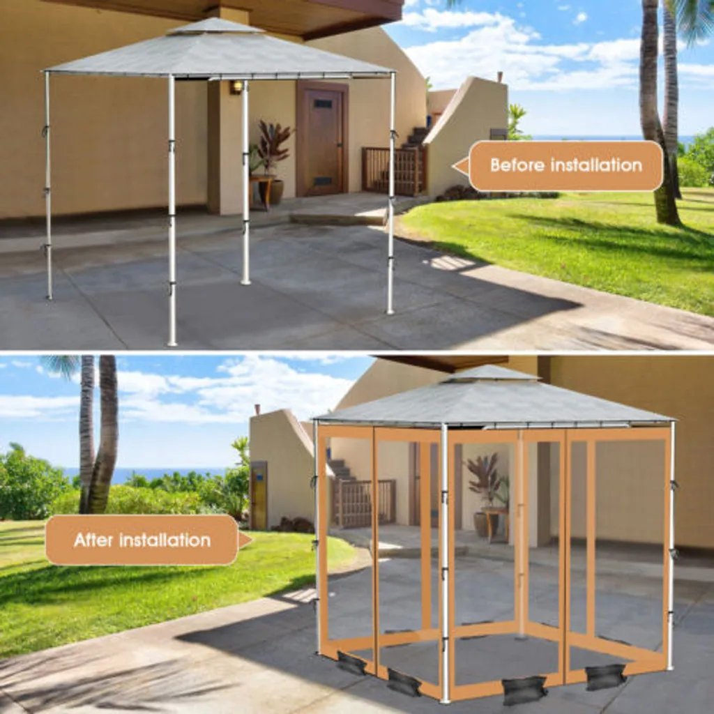 Moustiquaire de pavillon extérieure marron 3x3,6m avec leste