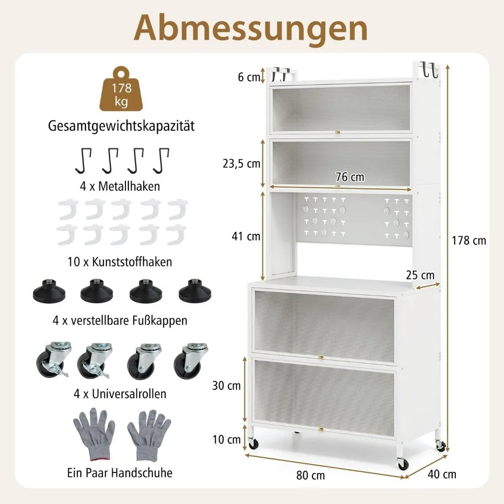 Étagère de cuisine mobile blanche pour micro-ondes et petits espaces - 3