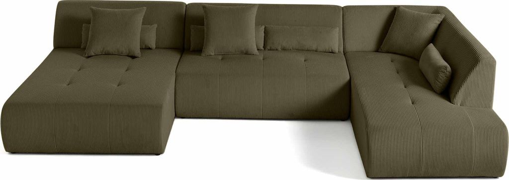 Lisa Design Onyx - modulares 7-Sitzer Wohnlandschaft rechts - Cord , Grün