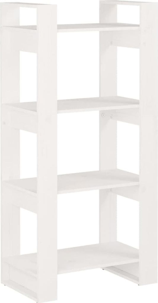 Bücherregal/Raumteiler Weiß 60x35x125 cm Massivholz
