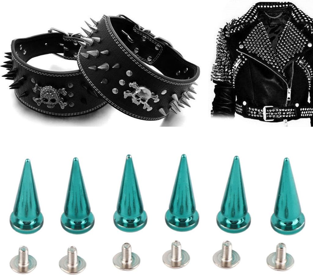 10set 10*26mm Kupfer Kugel Niet Metallbolzen mit Schraube Set für DIY Leder Tasche Schuh (blau)