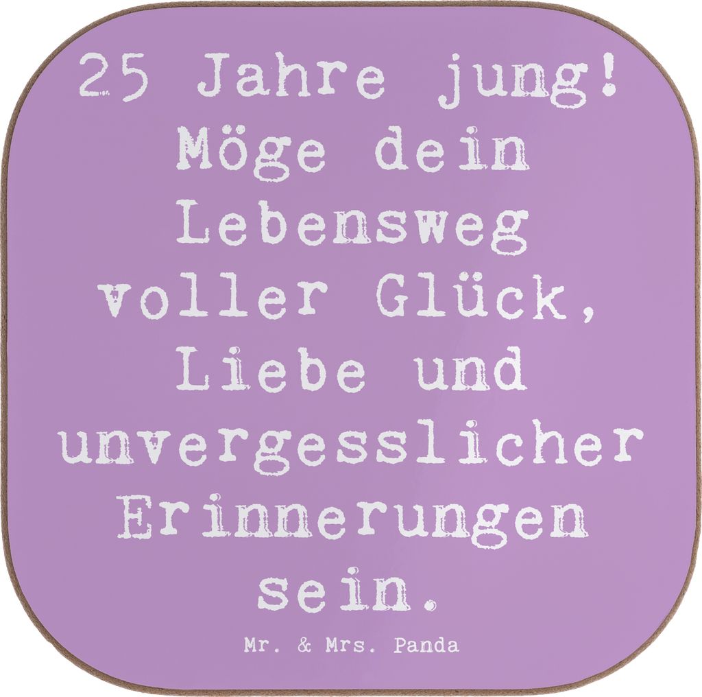 Mr. & Mrs. Panda Tischuntersetzer Spruch 25. Geburtstag Glück - Lavendeltraum - Geschenk, Liebevoll, gläseruntersetzer, Untersetzer für Gläser,...