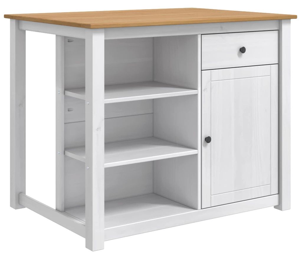 Küchentrolley PANAMA 2 pcs Weiß und Honigwachs 112 x 77 x 90 cm