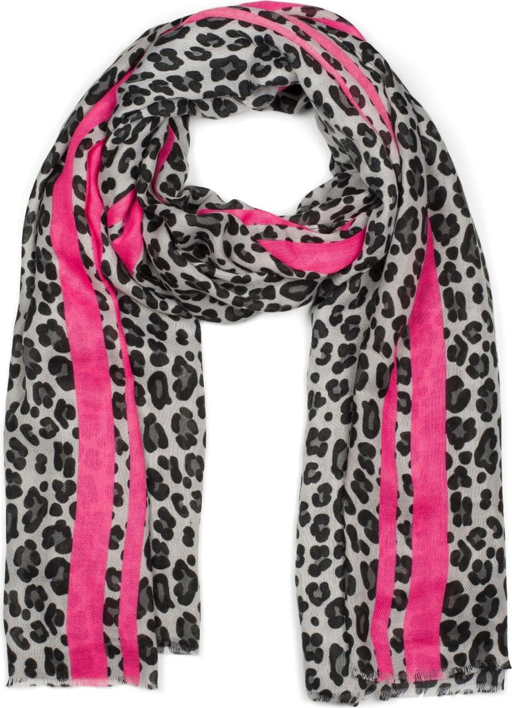 styleBREAKER Damen Schal mit Leo Muster und farbigem Produktbild 