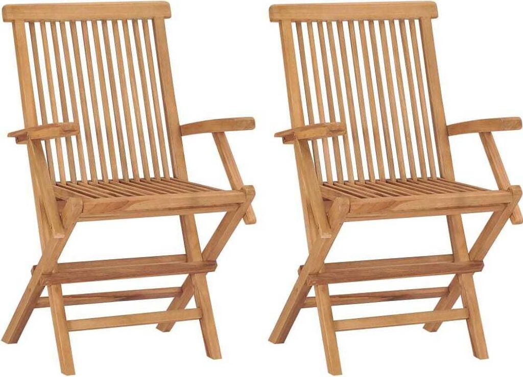 The Living Store Klappbare Gartenstühle 2 Stk. Massivholz Teak
