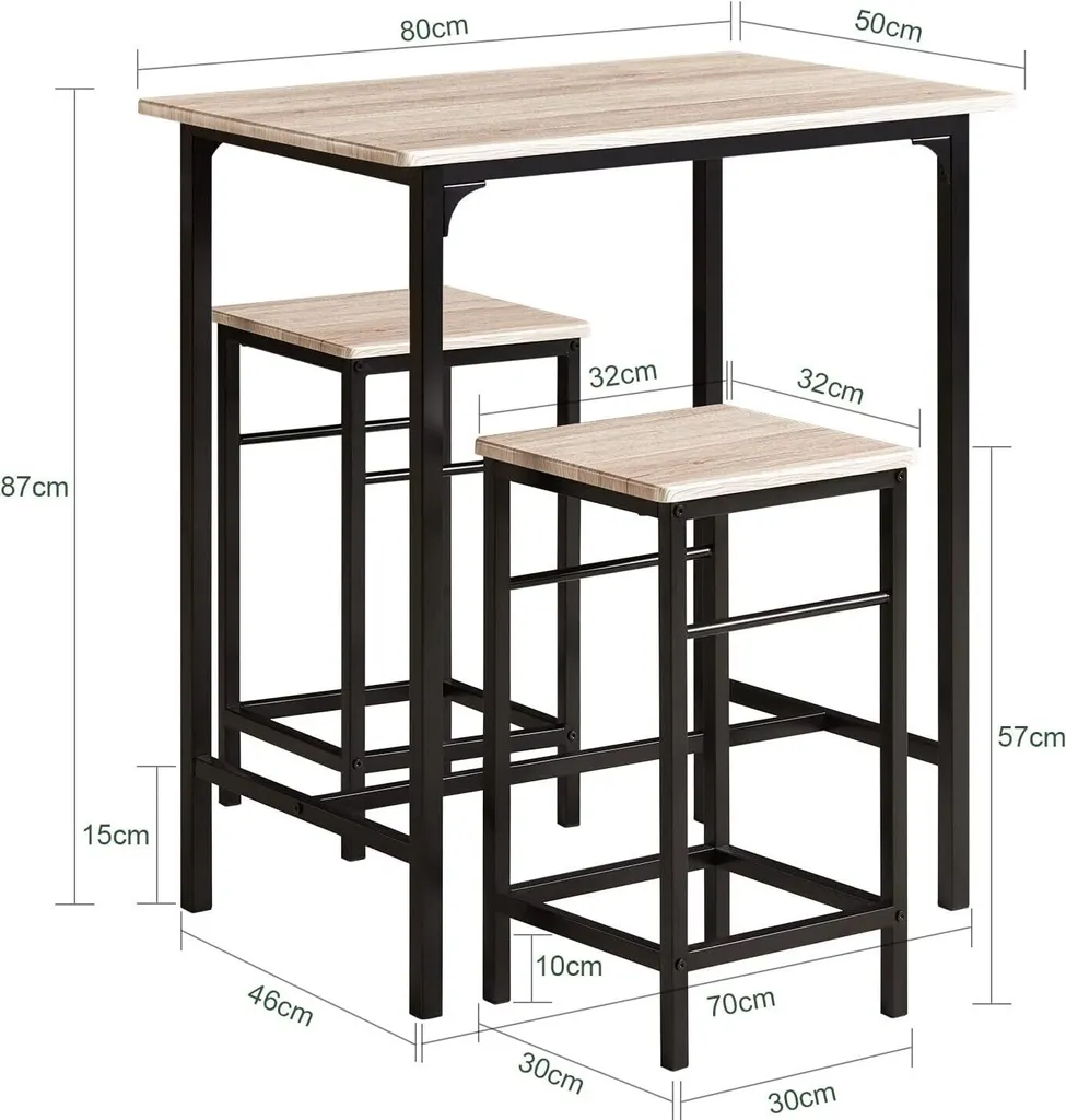 Petite Table de Bistrot avec Rangement Chaises pour Espace Restreint - 3