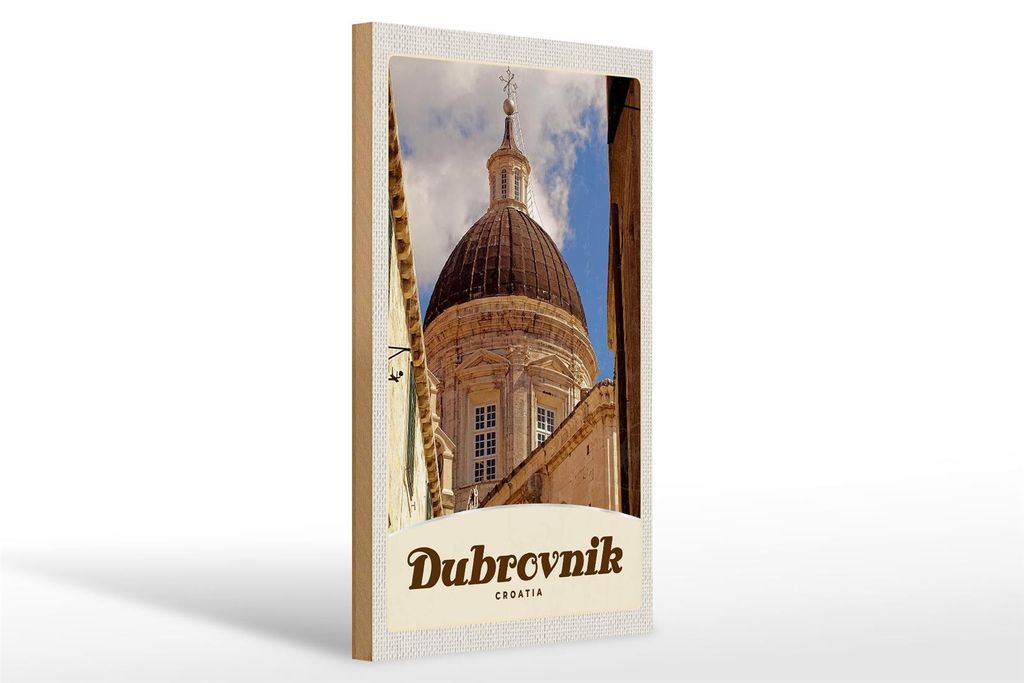 Holzschild Reise 20x30cm Dubrovnik Kroatien Architektur