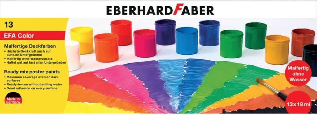 Malfertige Deckfarben 13er Set à 18ml. Packung mit 4 Stück