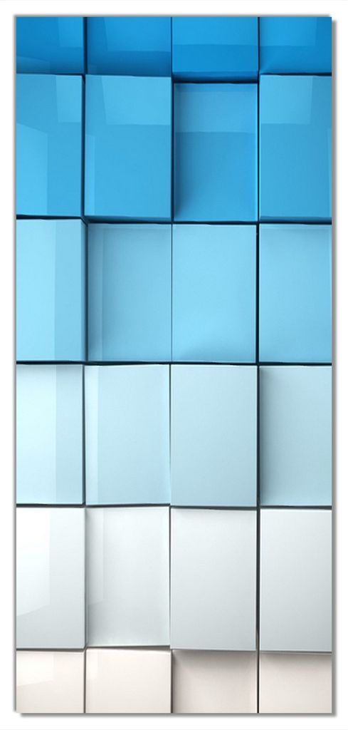 Wallario selbstklebende Türtapete 100 x 220 cm mit Schutzlaminat - Blau-weiße Kisten Schachteln Muster