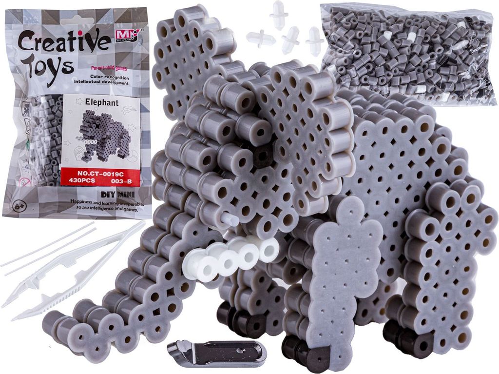 Bügelperlen 3D-Version, Elefant, Elefant, Sachet, Bügelkissen