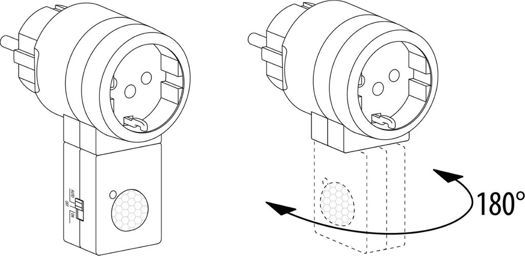 Bewegungsmelder Zwischenstecker mit Schalter 120° 9m LED Produktbild 5