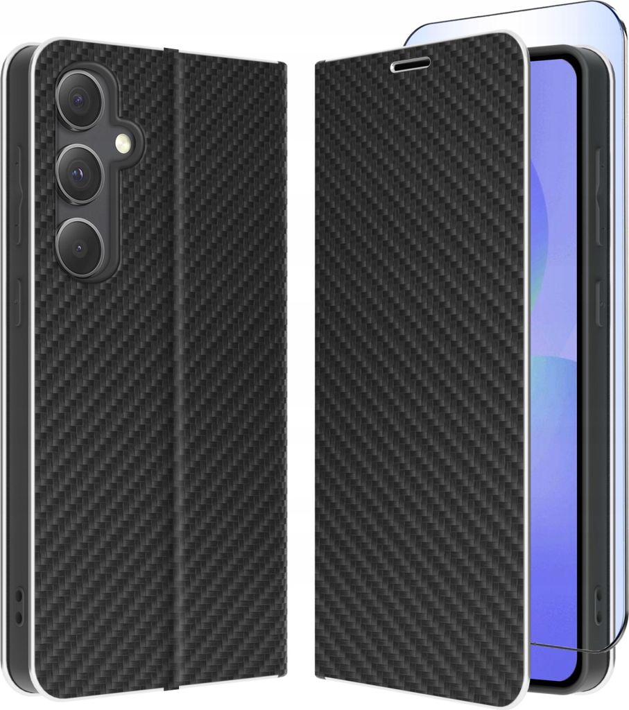 ETUI für Samsung A56 5G CARBON PORTFEL BOOK TOKRA CASE CLASSIC GLAS