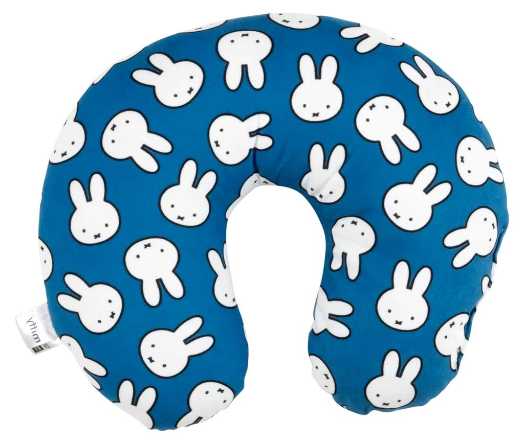 Miffy - Reise Nackenkissen Hase Allover bequemes Reisekissen Nackenhörnchen Auto Flugzeug Blau