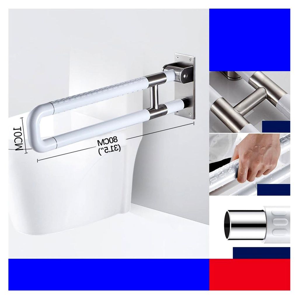 Wandstützgriff aus Edelstahl, klappbar, rutschfeste Handläufe für Badezimmer, 80 cm