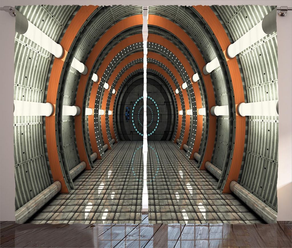 ABAKUHAUS Platz Rustikaler Vorhang, Earth Orbit Digitale, Wohnzimmer Universalband Gardinen mit Schlaufen und Haken, 280 x 245 cm, Mehrfarbig