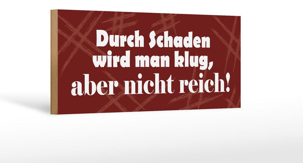 Holzschild Spruch 27x10cm Durch Schaden wird man klug