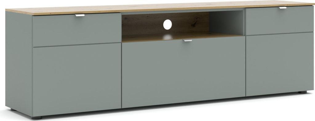 Lowboard >Bari< in Schilf grün, Spannplatte, MDF - 180x55x41cm (BxHxT)