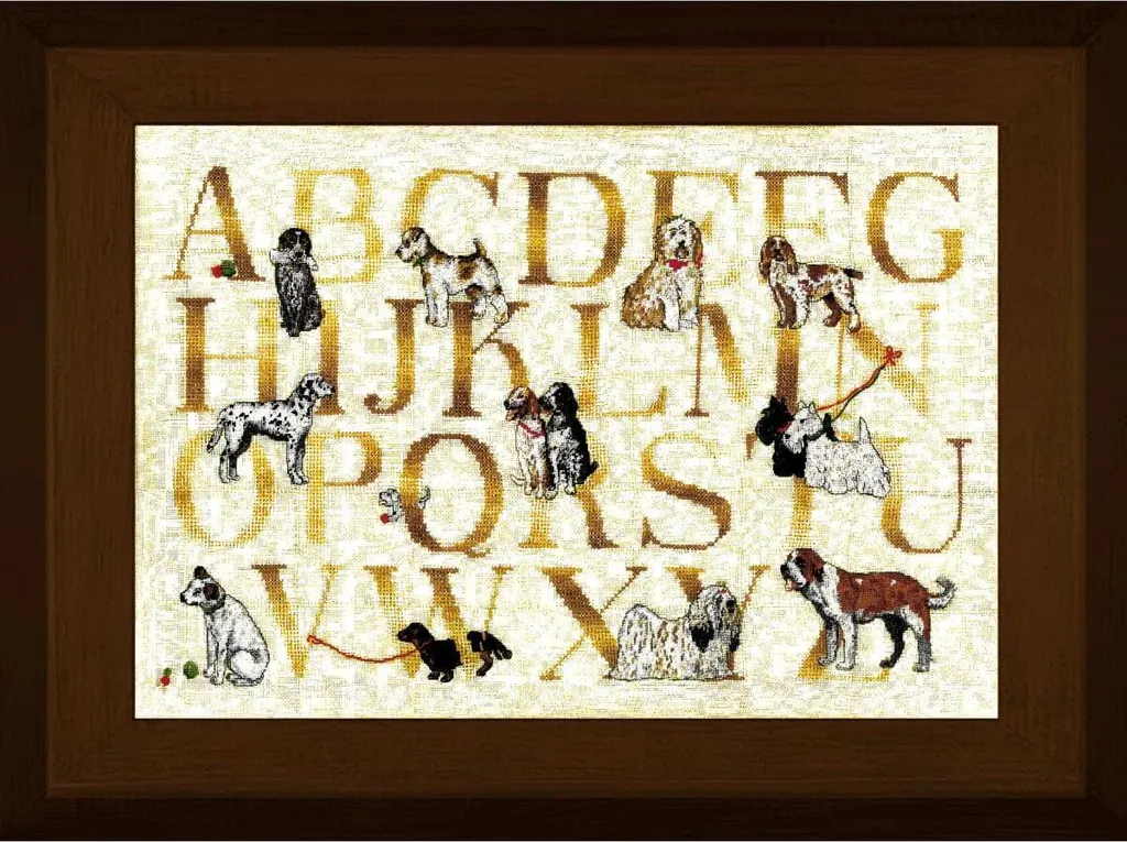Tableau à broder canin au point de croix et petit point 38x26 cm