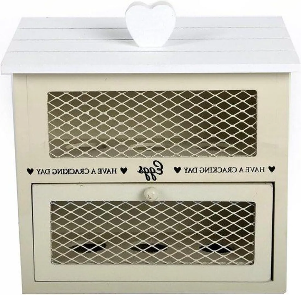 Boîte à œufs en bois crème style shabby chic pour 12 œufs de cuisine