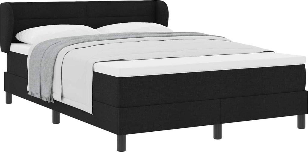 vidaXL Boxspringbett mit Matratze Schwarz 160 x 200 cm Stoff