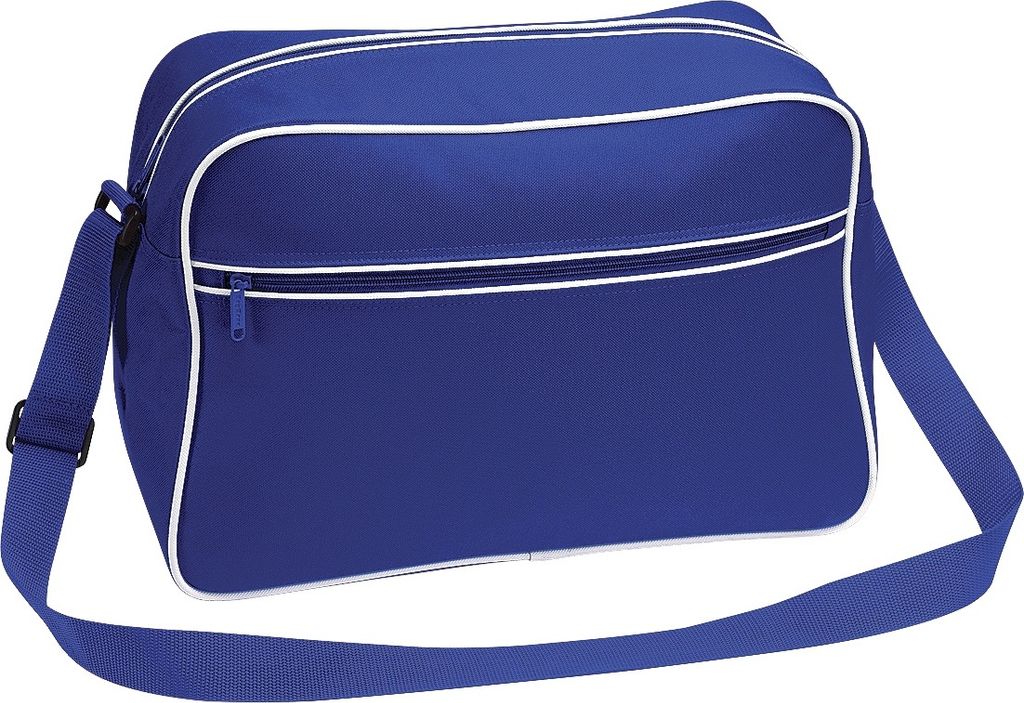 BagBase BG14 | Retro Shoulder Bag / Umhängeasche | 40 x 28 x 18 cm - Farbe: Bright Royal/White - Größe: 40 x 28 x 18 cm