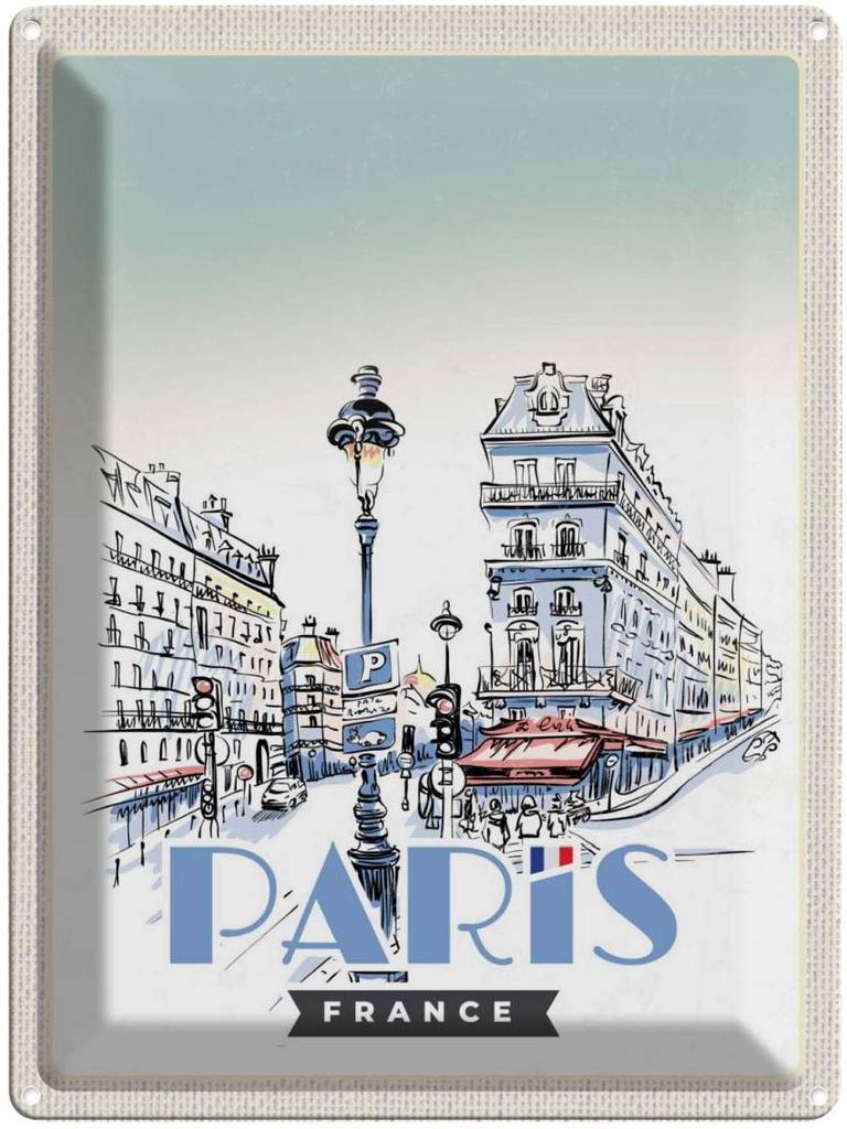 vianmo Blechschild 40x30 cm Paris Frankreich Stadt Kunstbild Bildmotiv Reisemotiv Abenteuer Reisen Europa Urlaub