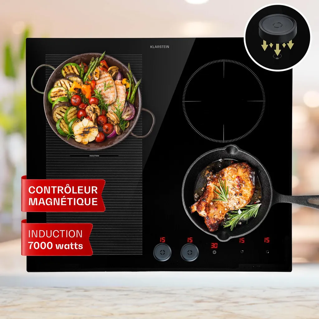 Plaque Induction 4 Feux Klarstein 7000W avec ThermoBoost et Minuterie