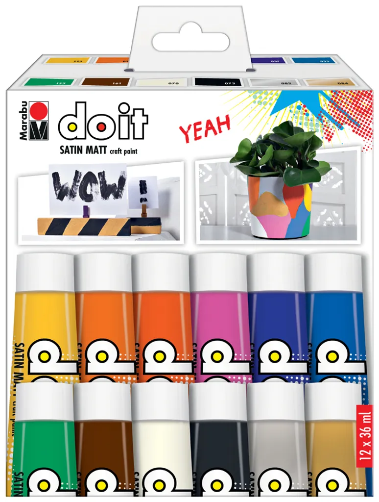 Kit peinture acrylique Marabu DO IT idéal pour décoration et DIY 12x36ml