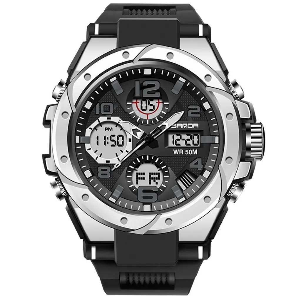 Montre Homme SANDA TO-14288 Élégante et Robuste - Noir Chrome Argenté