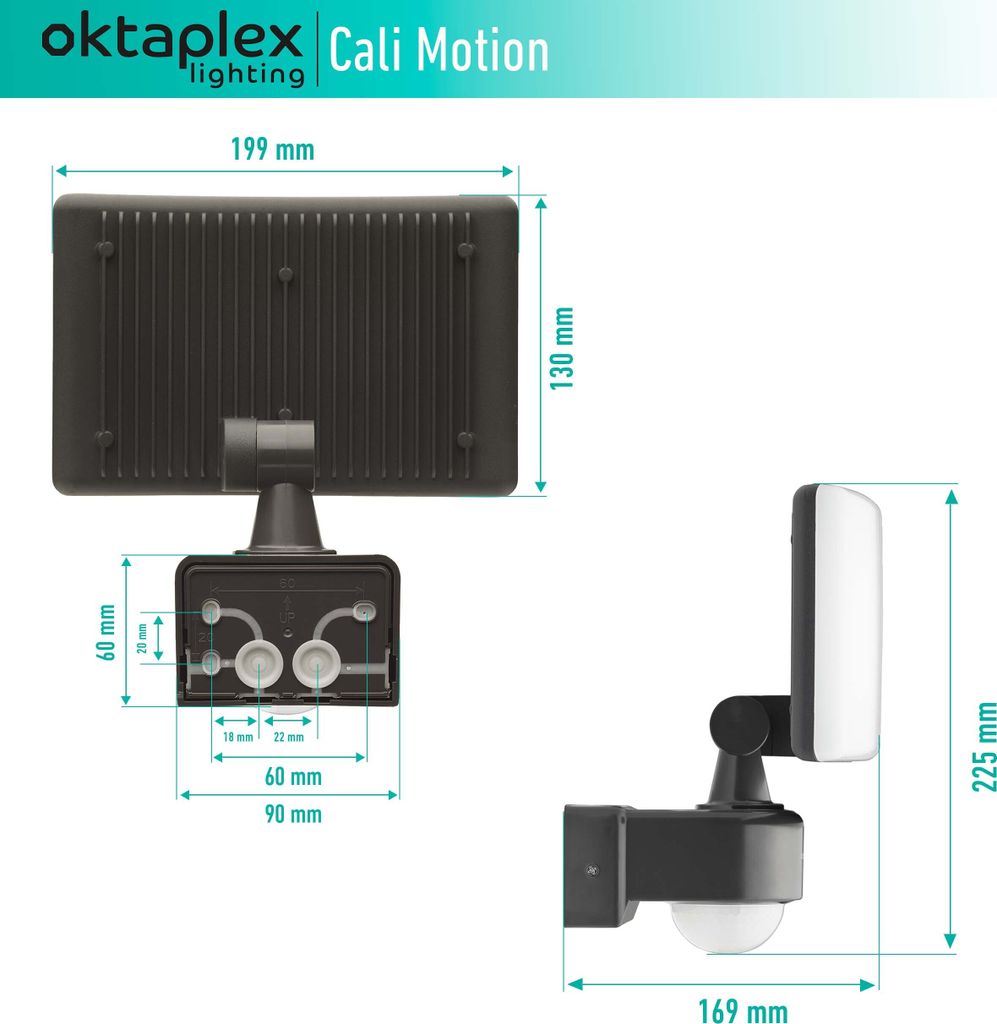 Oktaplex lighting LED Strahler mit Bewegungsmelder Außen Produktbild 5