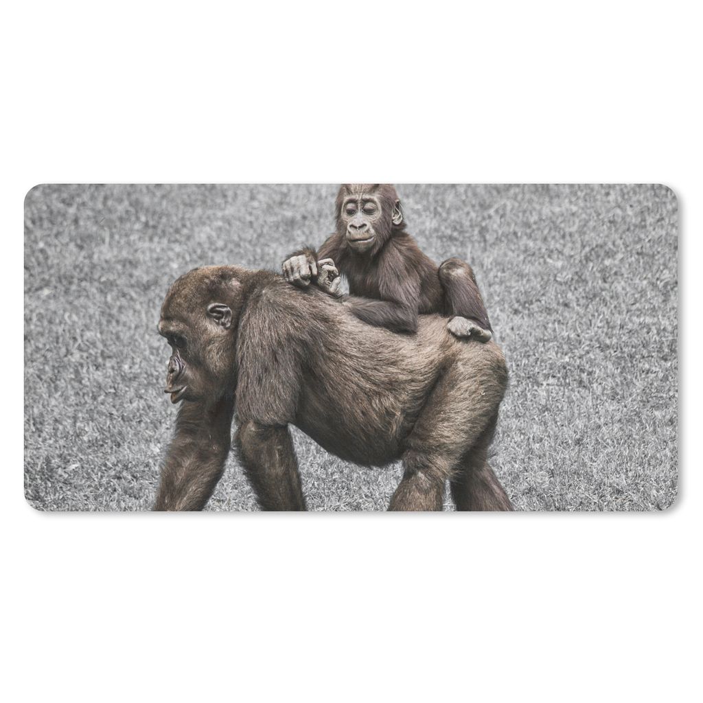 MuchoWow Schreibtischunterlage Affen - Landschaft - Mantel 80x40 cm - XXL Mauspad - Gaming Mauspad