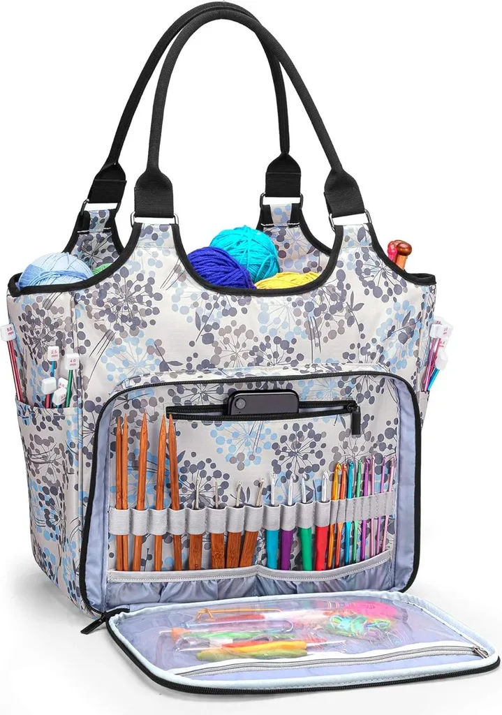 Sac de couture avec compartiments pour aiguilles et motif pissenlit