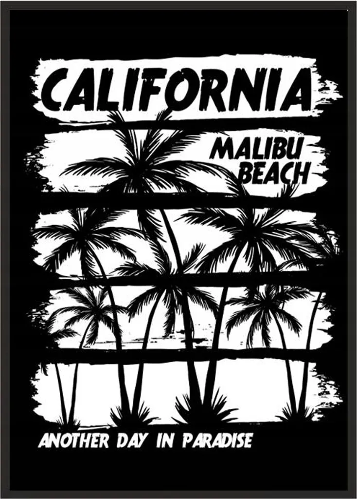 Habillage mural élégant 53x73 cm affiche California P2003 cadre inclus