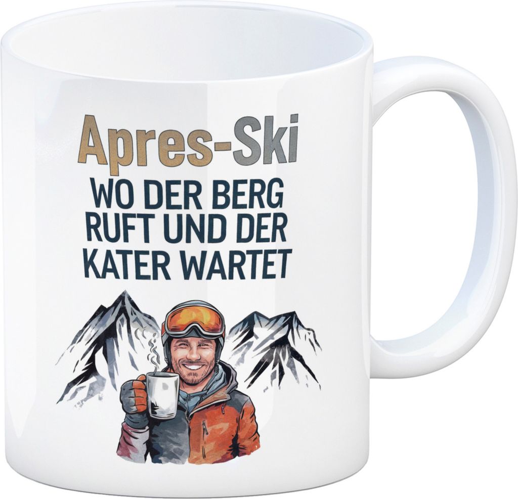 Après Ski - Berg ruft, Kater wartet Kaffeebecher