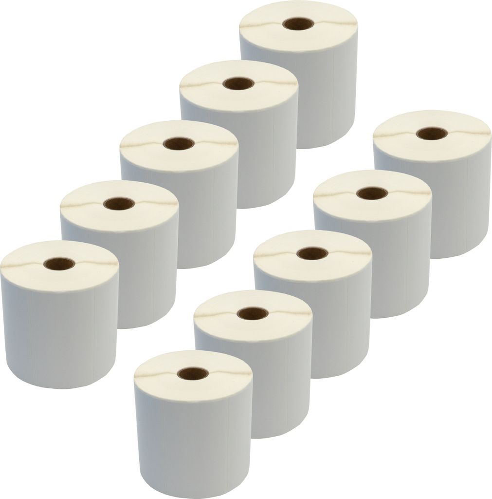 DULA Kompatible Etiketten 101x54mm - 1275 Etiketten pro Rolle - Kern 25 mm - Weiß - Permanent - Alternative für Dymo 99014 - 10 Rollen