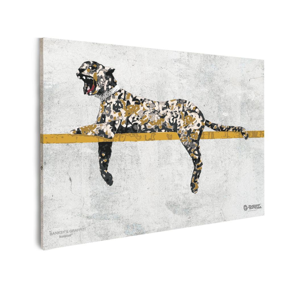 Banksy Graffiti Leinwandbild – Offiziell lizenziert – Für Wohnzimmer, Schlafzimmer & Büro – Motiv: Bronx Zoo Leopard – Größe: Small (32...