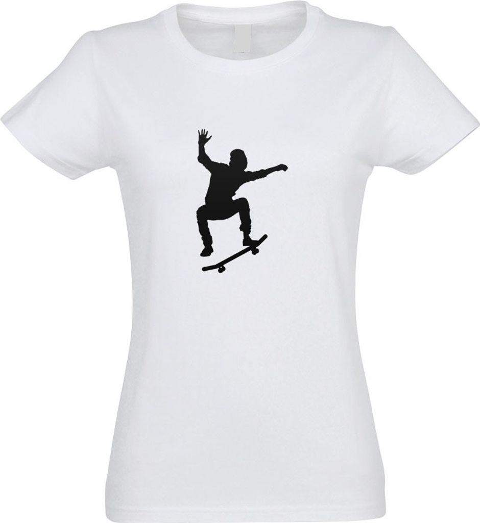 Kiwistar - T-Shirt tailliert - Damen - Weiss - Skateboard Skaten Figur - mit Motiv Bedruckt - Funshirt Design - Sport - Freizeit - Damen - XXL