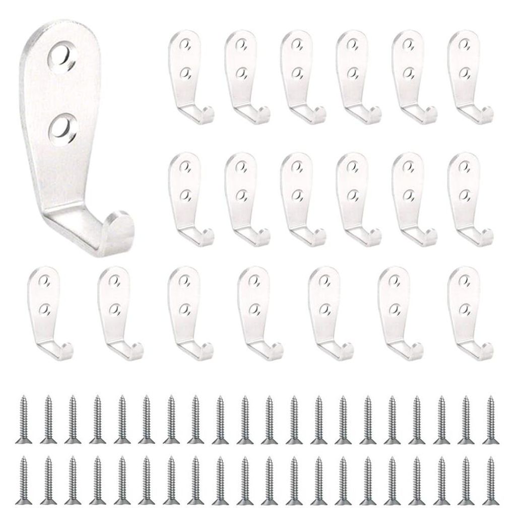 Set mit 20 Kleiderhaken, Wandhaken, Metallhaken, geeignet für Badezimmer, Küche, Wohnzimmer, Schlafzimmer, Arbeitszimmer, Büro, Kleiderschrank, ...