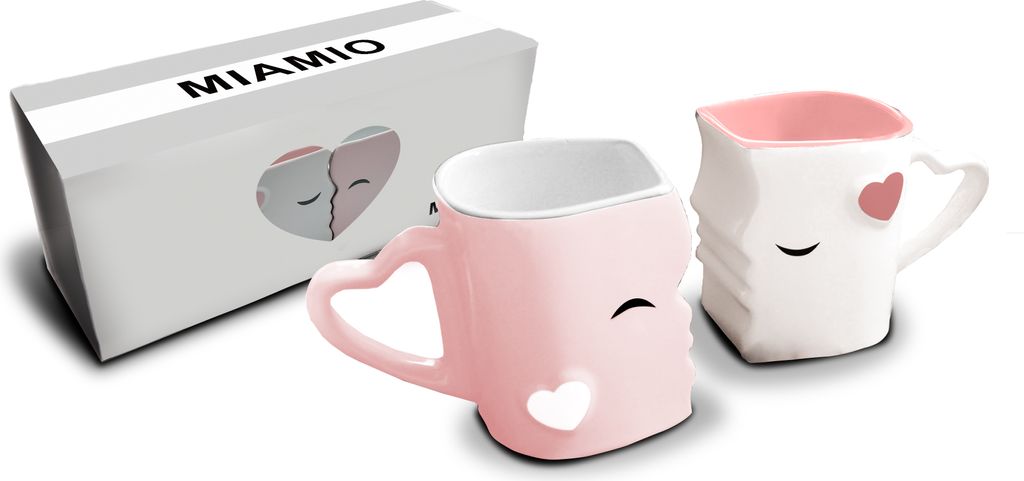 MIAMIO - Küssende Tassen Geschenk Set, Kaffeetassen«, Keramik (2-tlg ) Rosa