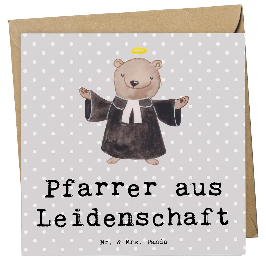 Mr. & Mrs. Panda Klappkarte Pfarrer Leidenschaft - Grau Pastell - Geschenk, Grußkarte, Spruch, Pastor, Glückwunschkarte, anlasskarte, doppelkarte...